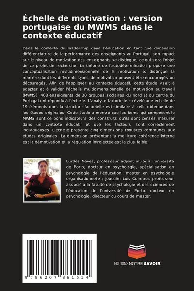 Produktbild: &Eacute;chelle de motivation : version portugaise du MWMS dans le contexte &eacute;ducatif
