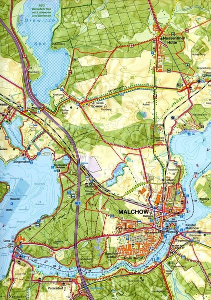 Produktbild: Rad-, Wander- und Gew&auml;sserkarte Malchow, Land Fleesensee