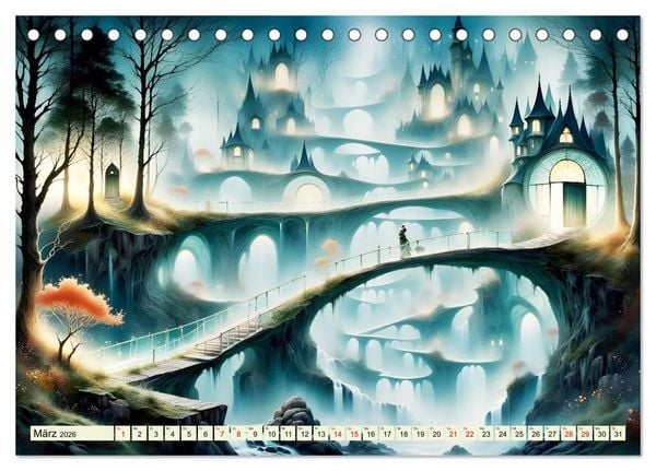 Produktbild: Magie der Br&uuml;ckenwege &ndash; Br&uuml;cken zwischen Traum und Realit&auml;t (Tischkalender 2026 DIN A5 quer), CALVENDO Monatskalender