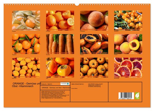Produktbild: ORANGE - Gem&uuml;se und Obst -Vitaminreich (hochwertiger Premium Wandkalender 2026 DIN A2 quer), Kunstdruck in Hochglanz