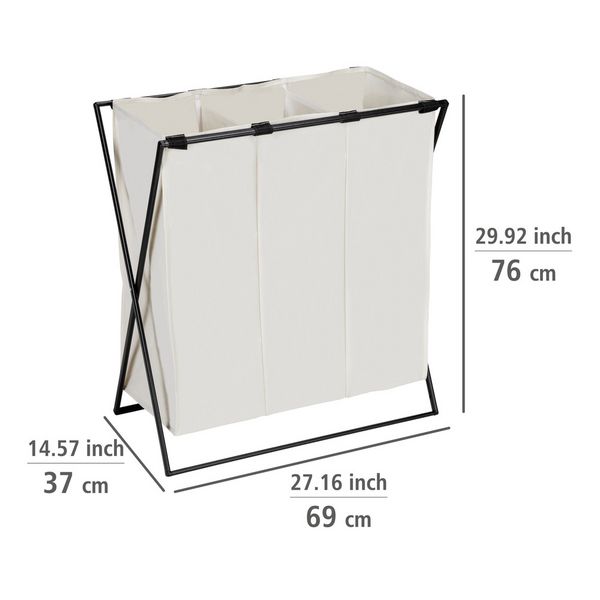 Produktbild: W&auml;schesammler Mod. Trio XL Beige, mit drei F&auml;chern