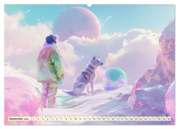 Produktbild: Figuren in einer bunten Welt - Im Anime-Stil (hochwertiger Premium Wandkalender 2026 DIN A2 quer), Kunstdruck in Hochglanz