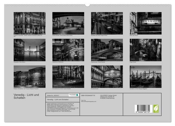 Produktbild: Venedig - Licht und Schatten (hochwertiger Premium Wandkalender 2027 DIN A2 quer), Kunstdruck in Hochglanz