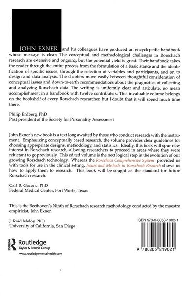 Produktbild: Issues and Methods in Rorschach Research
