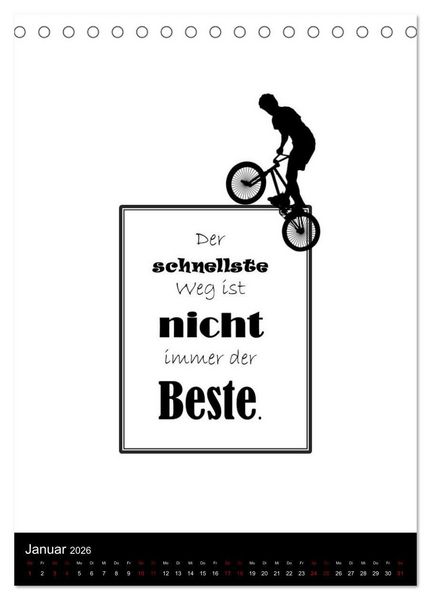 Produktbild: Markante, freche Spr&uuml;che rund ums Radfahren (Tischkalender 2026 DIN A5 hoch), CALVENDO Monatskalender