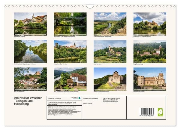 Produktbild: Am Neckar zwischen T&uuml;bingen und Heidelberg (Wandkalender 2026 DIN A3 quer), CALVENDO Monatskalender