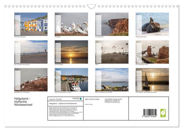 Produktbild: Helgoland - idyllische Nordseeinsel (Wandkalender 2026 DIN A3 quer), CALVENDO Monatskalender
