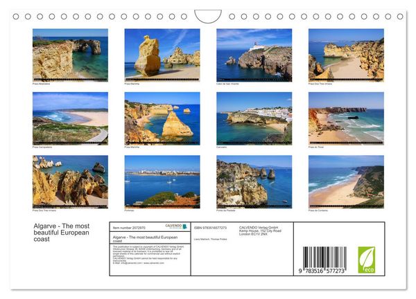 Produktbild: Algarve - The most beautiful European coast (Wall Calendar 2026 DIN A4 landscape), CALVENDO 12 Month Wall Calendar