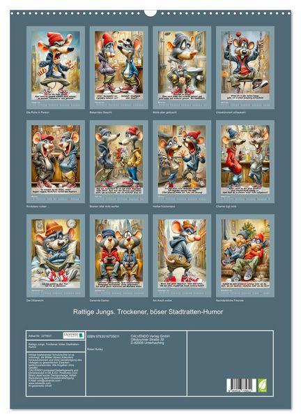 Produktbild: Rattige Jungs. Trockener, b&ouml;ser Stadtratten-Humor (Wandkalender 2026 DIN A2 hoch), CALVENDO Monatskalender