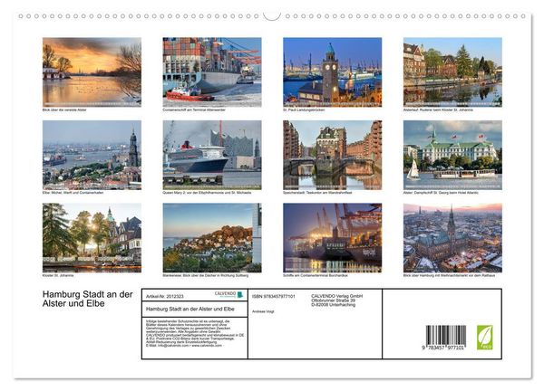 Produktbild: Hamburg Stadt an der Alster und Elbe (hochwertiger Premium Wandkalender 2026 DIN A2 quer), Kunstdruck in Hochglanz