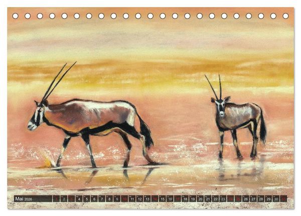 Produktbild: Afrika in Pastellgem&auml;lden (Tischkalender 2026 DIN A5 quer), CALVENDO Monatskalender
