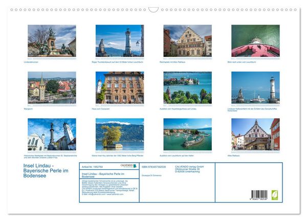 Produktbild: Insel Lindau - Bayerische Perle im Bodensee (Wandkalender 2026 DIN A2 quer), CALVENDO Monatskalender