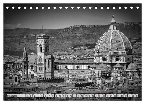 Produktbild: FLORENZ Monochrome Impressionen (Tischkalender 2026 DIN A5 quer), CALVENDO Monatskalender