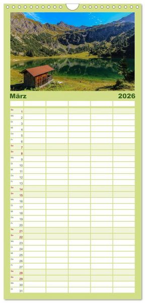 Produktbild: Familienplaner 2026 - Das Oberstdorfer Allg&auml;u mit 5 Spalten (Wandkalender, 21 x 45 cm) CALVENDO