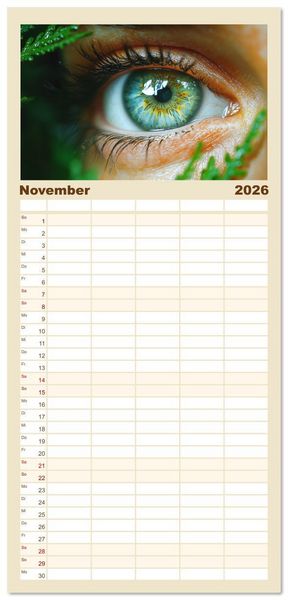 Produktbild: Familienplaner 2026 - Iris Kunstkalender - Die faszinierende Welt der magischen Augen mit 5 Spalten (Wandkalender, 21 x 45 cm) CALVENDO