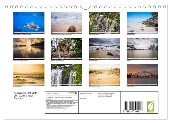 Produktbild: Australien Ostk&uuml;ste - von Cairns nach Sydney (Wandkalender 2026 DIN A4 quer), CALVENDO Monatskalender
