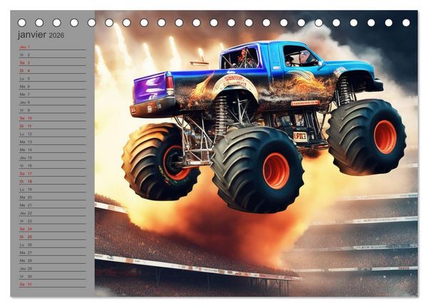 Produktbild: Monster trucks La confrontation ultime (Calendrier de bureau 2026 DIN A5 vertical), CALVENDO calendrier mensuel