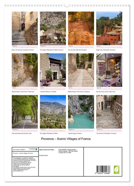 Produktbild: Provence &ndash; Scenic Villages of France (High Quality Premium Wall Calendar 2027 DIN A2 portrait),CALVENDO 12 Month Wall Calendar