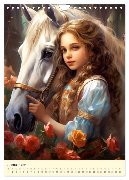 Produktbild: Kinder-Fantasy. Edle Burgfr&auml;ulein und Ritter im Mittelalter (Wandkalender 2026 DIN A4 hoch), CALVENDO Monatskalender