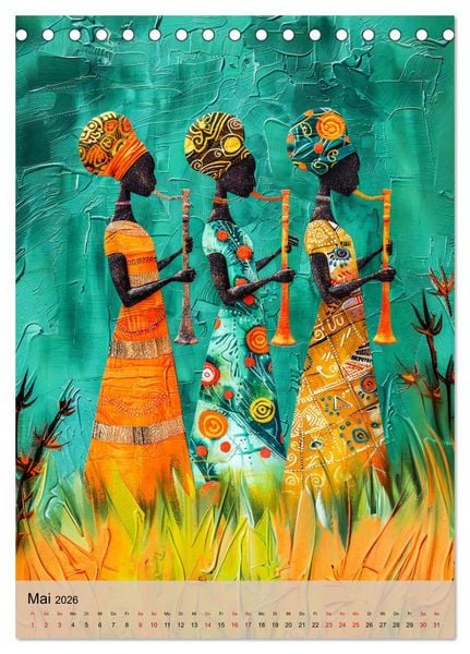 Produktbild: Afrikanische Eleganz - Illustrationen in harmonischen Farben (Tischkalender 2026 DIN A5 hoch), CALVENDO Monatskalender