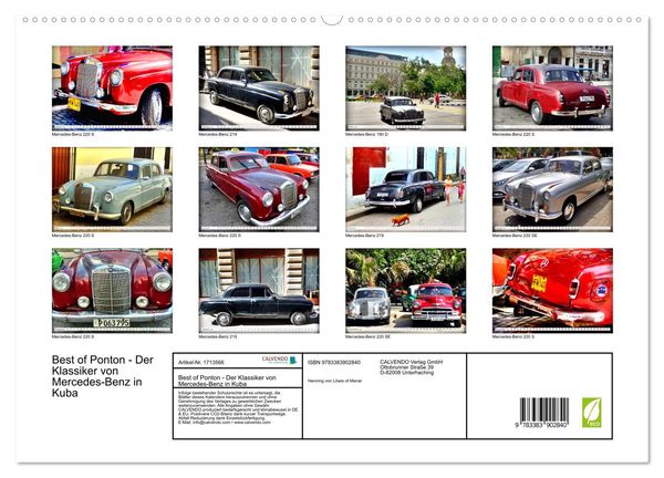 Produktbild: Best of Ponton - Der Klassiker von Mercedes-Benz in Kuba (hochwertiger Premium Wandkalender 2025 DIN A2 quer), Kunstdruck in Hochglanz