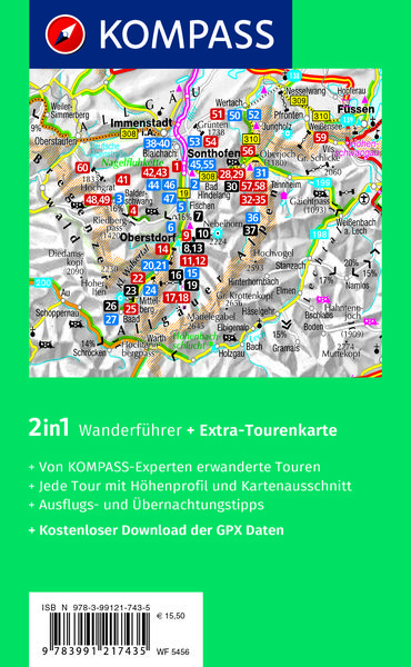 Produktbild: KOMPASS Wanderf&uuml;hrer Allg&auml;u, Allg&auml;uer Alpen, 60 Touren mit Extra-Tourenkarte