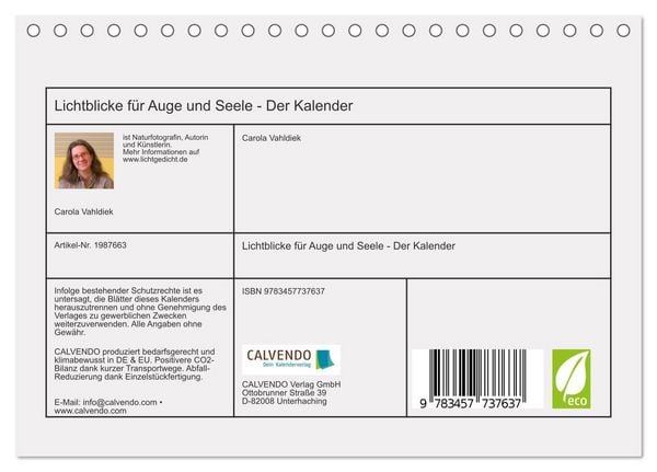 Produktbild: Lichtblicke f&uuml;r Auge und Seele - Der Kalender (Tischkalender 2026 DIN A5 quer), CALVENDO Monatskalender