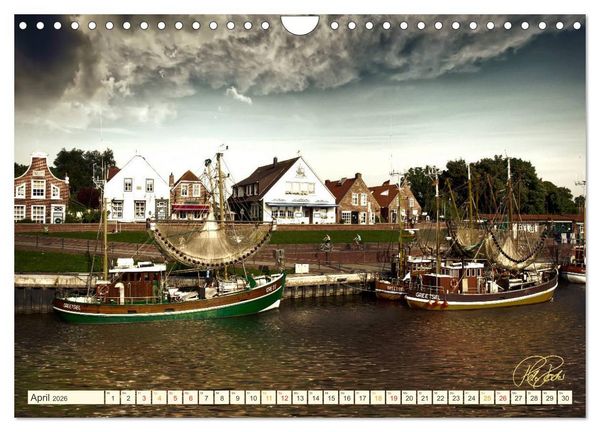 Produktbild: Ostfriesland - die alten H&auml;fen, Vintage-Style (Wandkalender 2026 DIN A4 quer), CALVENDO Monatskalender