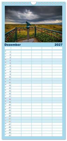 Produktbild: Familienplaner 2027 - Langeoog &ndash; Ein Herbst auf der Insel des Lebens mit 5 Spalten (Wandkalender, 21 x 45 cm) CALVENDO