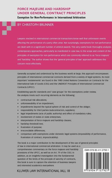 Produktbild: Force Majeure and Hardship Under General Contract Principles