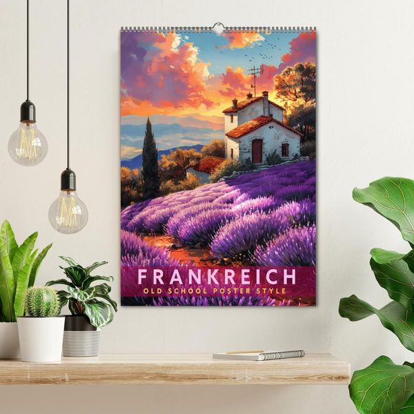 Produktbild: Frankreich - Old School Poster Style (Wandkalender 2026 DIN A2 hoch), CALVENDO Monatskalender