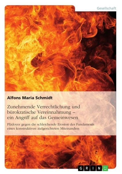 Zunehmende Verrechtlichung und bürokratische Vereinnahmung - ein Angriff auf das Gemeinwesen, Taschenbuch von Alfons Maria Schmidt, GRIN,
