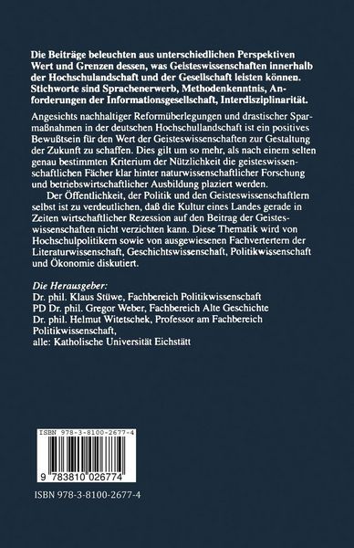 Produktbild: Geisteswissenschaften und Wissenschaftspolitik an der Schwelle zum dritten Jahrtausend