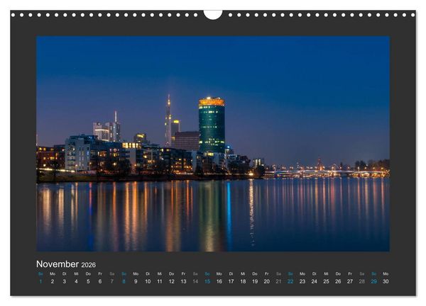 Produktbild: FRANKFURT - Nachtlichter 2026 (Wandkalender 2026 DIN A3 quer), CALVENDO Monatskalender