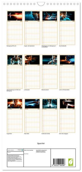 Produktbild: Familienplaner 2026 - Sport Art mit 5 Spalten (Wandkalender, 21 x 45 cm) CALVENDO