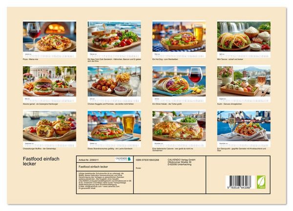 Produktbild: Fastfood einfach lecker (Wandkalender 2026 DIN A3 quer), CALVENDO Monatskalender