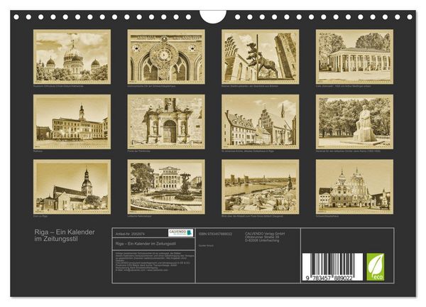 Produktbild: Riga &ndash; Ein Kalender im Zeitungsstil (Wandkalender 2026 DIN A4 quer), CALVENDO Monatskalender