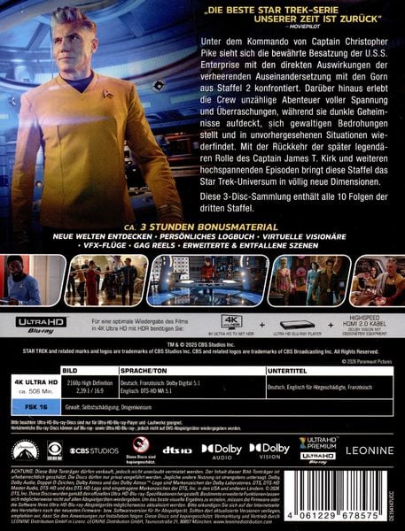 Produktbild: Star Trek: Strange New Worlds - Staffel 3 (4K Ultra HD) [3 BR4K]