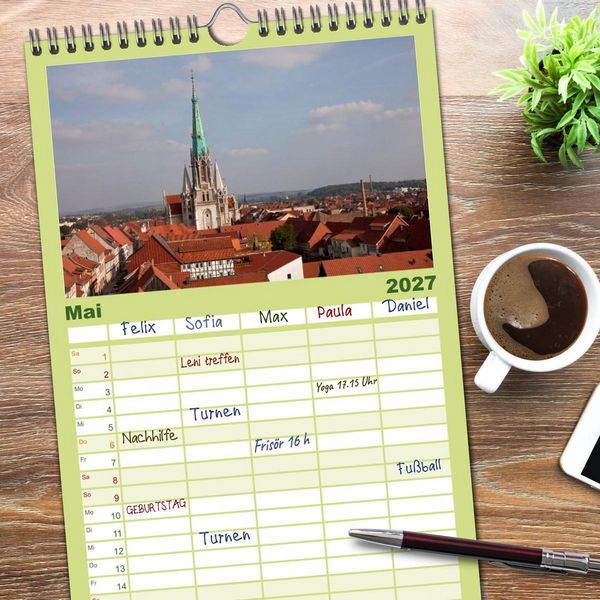 Produktbild: Familienplaner 2027 - Deutsche Bundesl&auml;nder - Th&uuml;ringen mit 5 Spalten (Wandkalender, 21 x 45 cm) CALVENDO