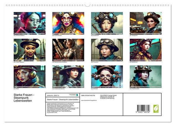 Produktbild: Starke Frauen - Steampunk Lebenswelten (hochwertiger Premium Wandkalender 2026 DIN A2 quer), Kunstdruck in Hochglanz