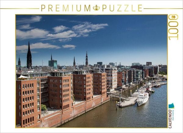 CALVENDO Puzzle Blick auf neue Bürogebäude in der Speicherstadt, Hamburg, Deutschland | 1000 Teile Lege-Größe 64x48cm Foto-Puzzle für glückliche Stunden