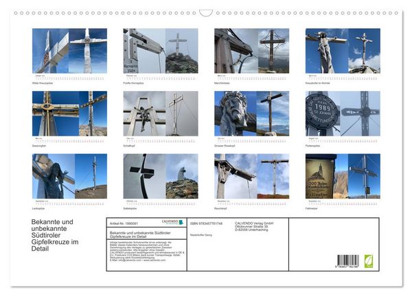 Produktbild: Bekannte und unbekannte S&uuml;dtiroler Gipfelkreuze im Detail (Wandkalender 2026 DIN A2 quer), CALVENDO Monatskalender