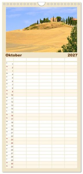 Produktbild: Familienplaner 2027 - Crete Senesi - Highlights einer einzigartigen Region mit 5 Spalten (Wandkalender, 21 x 45 cm) CALVENDO