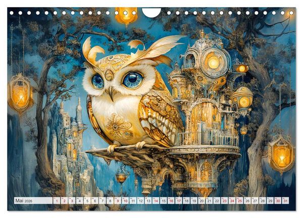Produktbild: Magische Wesen im Zauberland - Fantasie-Tiere im Steampunk-Kalender (Wandkalender 2026 DIN A4 quer), CALVENDO Monatskalender