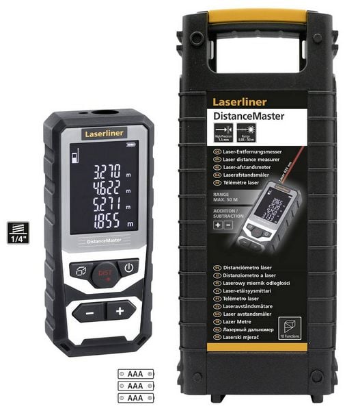 Produktbild: Laser-Entfernungsmesser DistanceMaster 080.982A Typ DistanceMaster Opt. - Lieferumfang 3 x 1,5V LR03 (AAA), Transportb