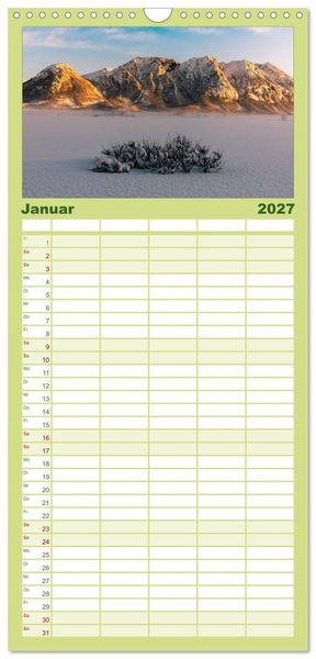Produktbild: Familienplaner 2027 - Norwegische Landschaften mit 5 Spalten (Wandkalender, 21 x 45 cm) CALVENDO