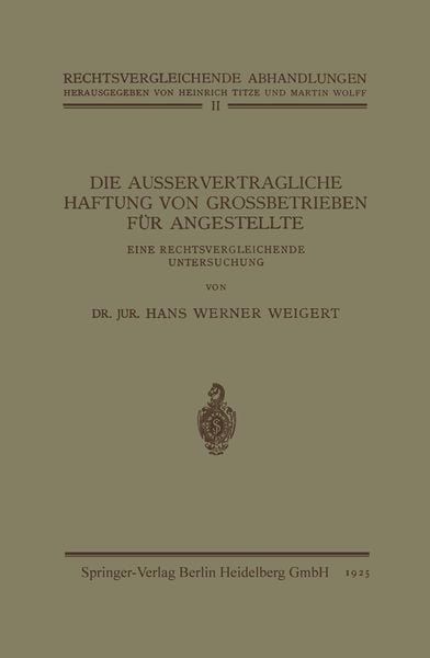 Produktbild: Die Ausservertragliche Haftung von Grossbetrieben f&uuml;r Angestellte