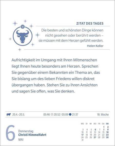 Produktbild: Stier Sternzeichenkalender 2027 - Tagesabrei&szlig;kalender - Ihr Horoskop f&uuml;r jeden Tag