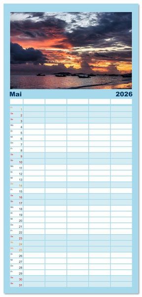 Produktbild: Familienplaner 2026 - Die Seychellen - ganz nah am Paradies mit 5 Spalten (Wandkalender, 21 x 45 cm) CALVENDO