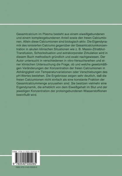 Produktbild: Das ionisierte Calcium im Extrazellularraum bei Hypothermie und Azidose